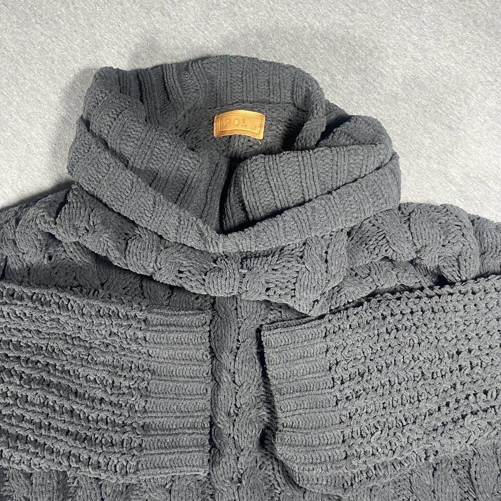 POL Women's Medium Gray Cable Knit Turtleneck “cozy” Sweater RN#133793 polyester - Picture 1 of 9